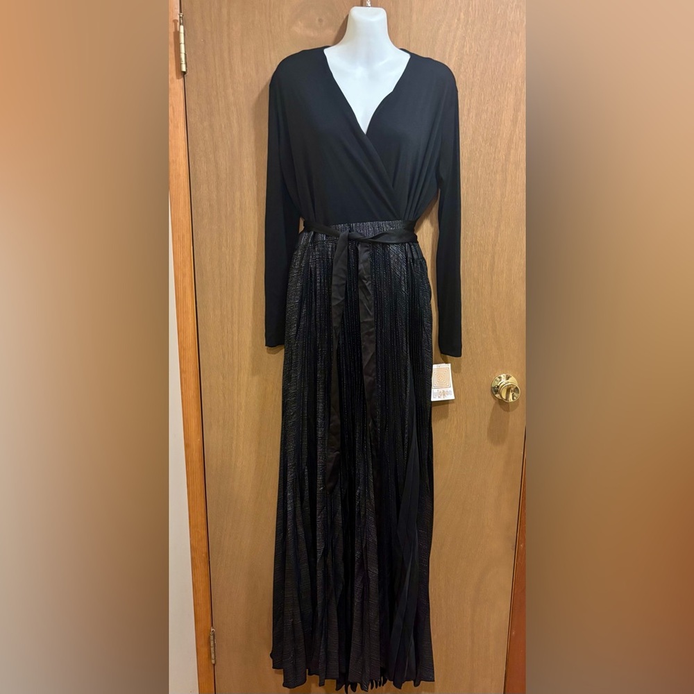 NWT LuLaRoe Deanne Elegant Collection Black Maxi Wrap Dress Shimmer Medium